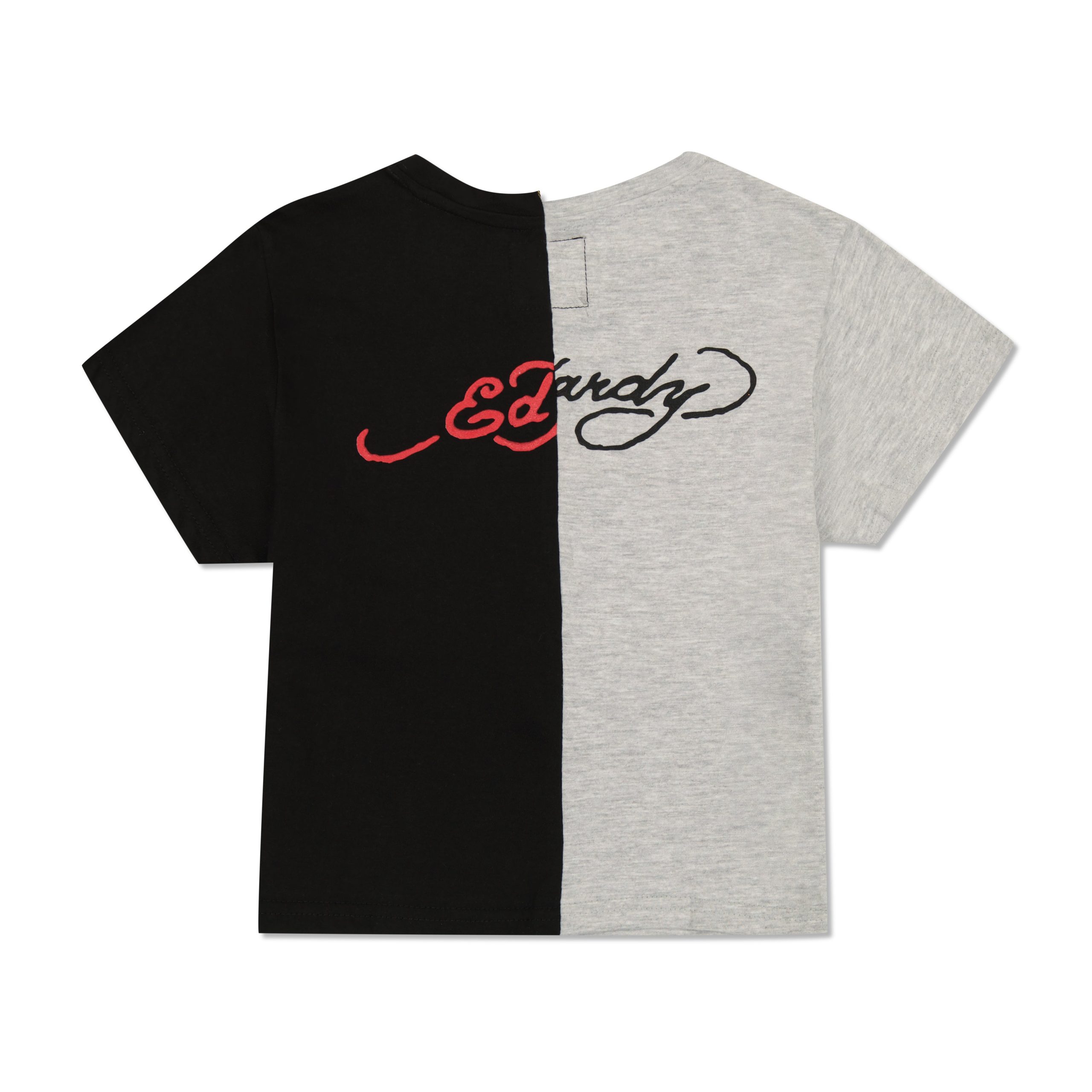 One of a Kind Split Baby Tee - Grey/Black - Image 2