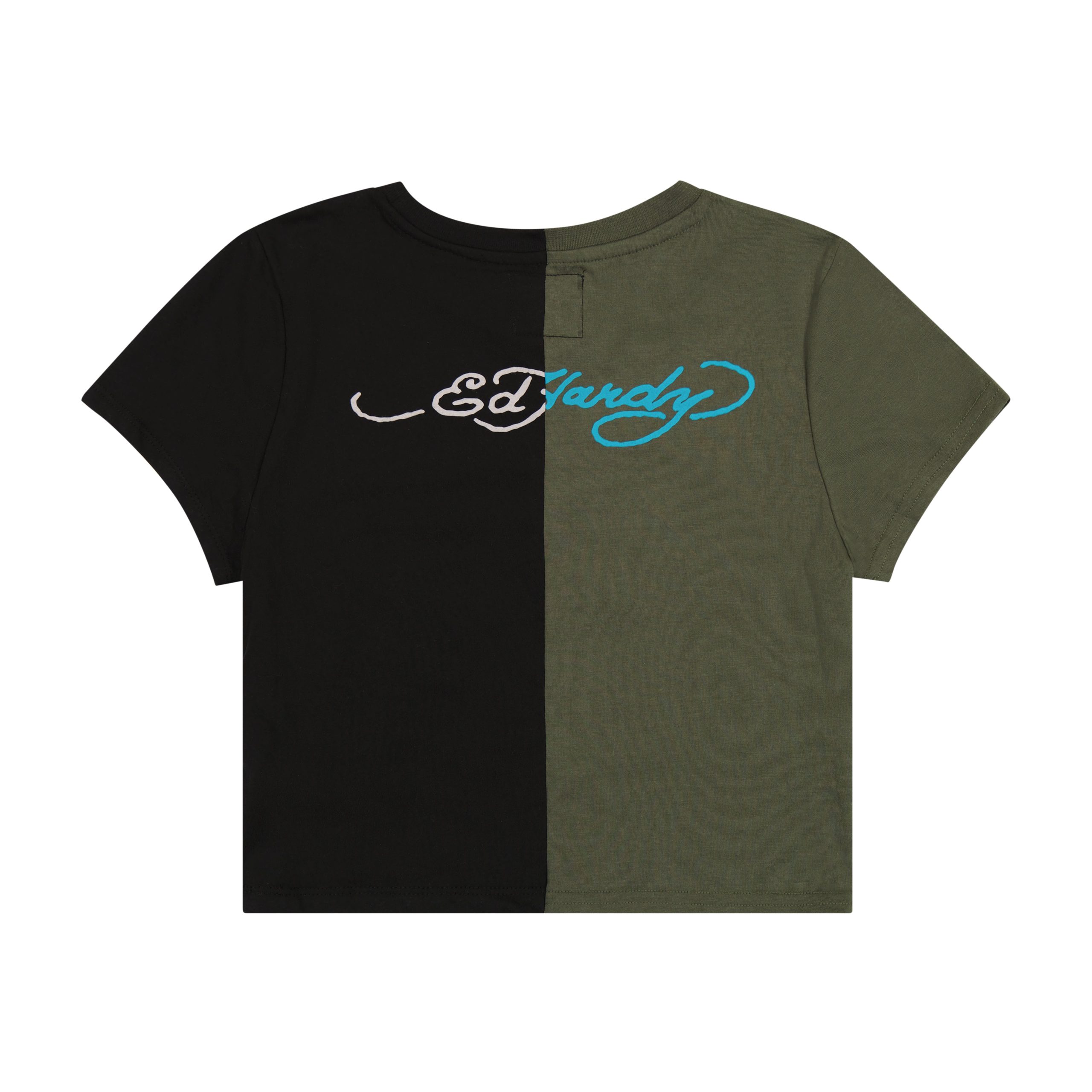 One of a Kind Split Baby Tee - Olive/Black - Image 2