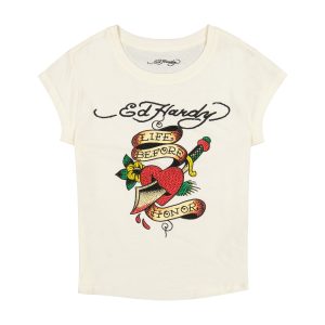 Heart Sword Rhinestone Cap Sleeve Tee