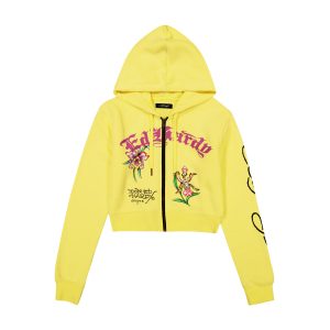 Phoenix Cropped Hoodie - Lemon