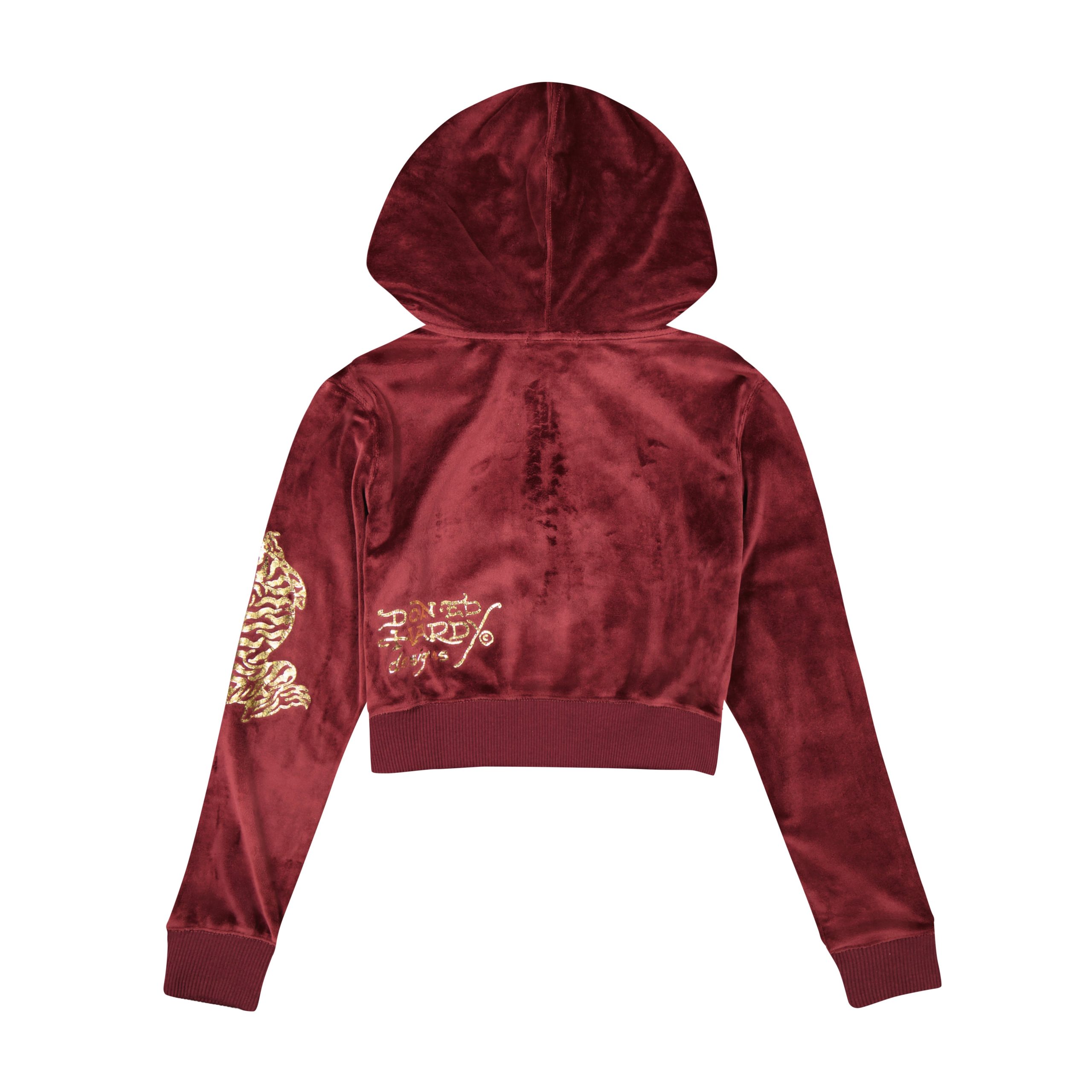 Retro Tiger Y2K Velour Hoodie - Image 2