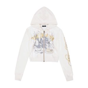 Tiger Crown Velour Zip Front Hoodie